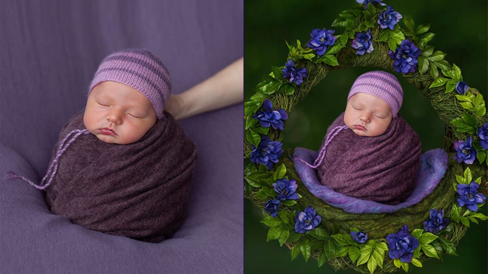 I will do newborn baby photo editing, retouching and background change in  photoshop