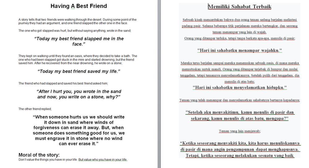 Freelancer Portfolio Short Story Having A Best Friend Translate English To Indonesian For Ibrahimkhalil7007