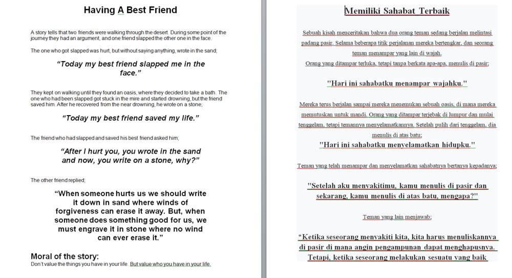 Freelancer Portfolio Short Story Having A Best Friend Translate English To Indonesian For Ibrahimkhalil7007